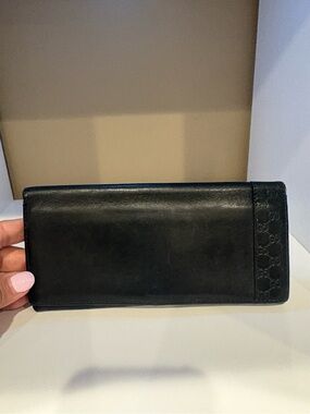 Vintage Gucci black leather continental wallet